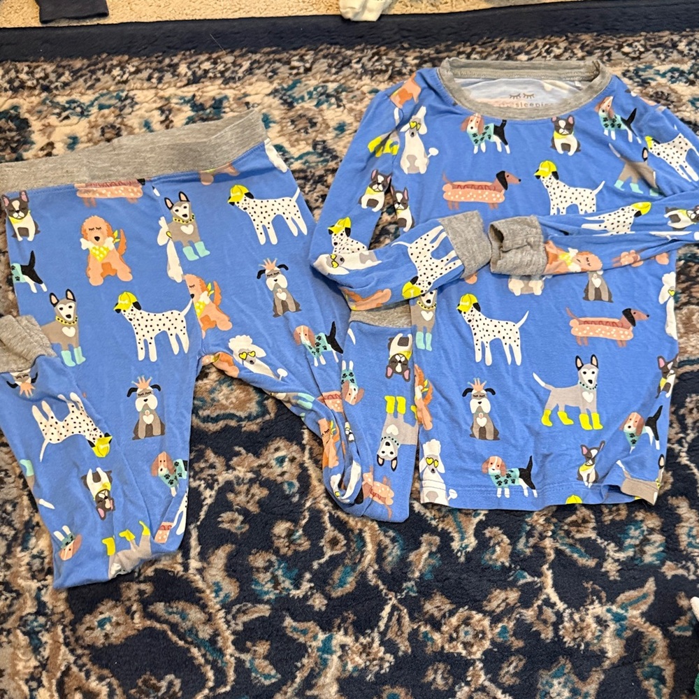 Little Sleepies Dapper Dogs Blue Two Piece Pajamas